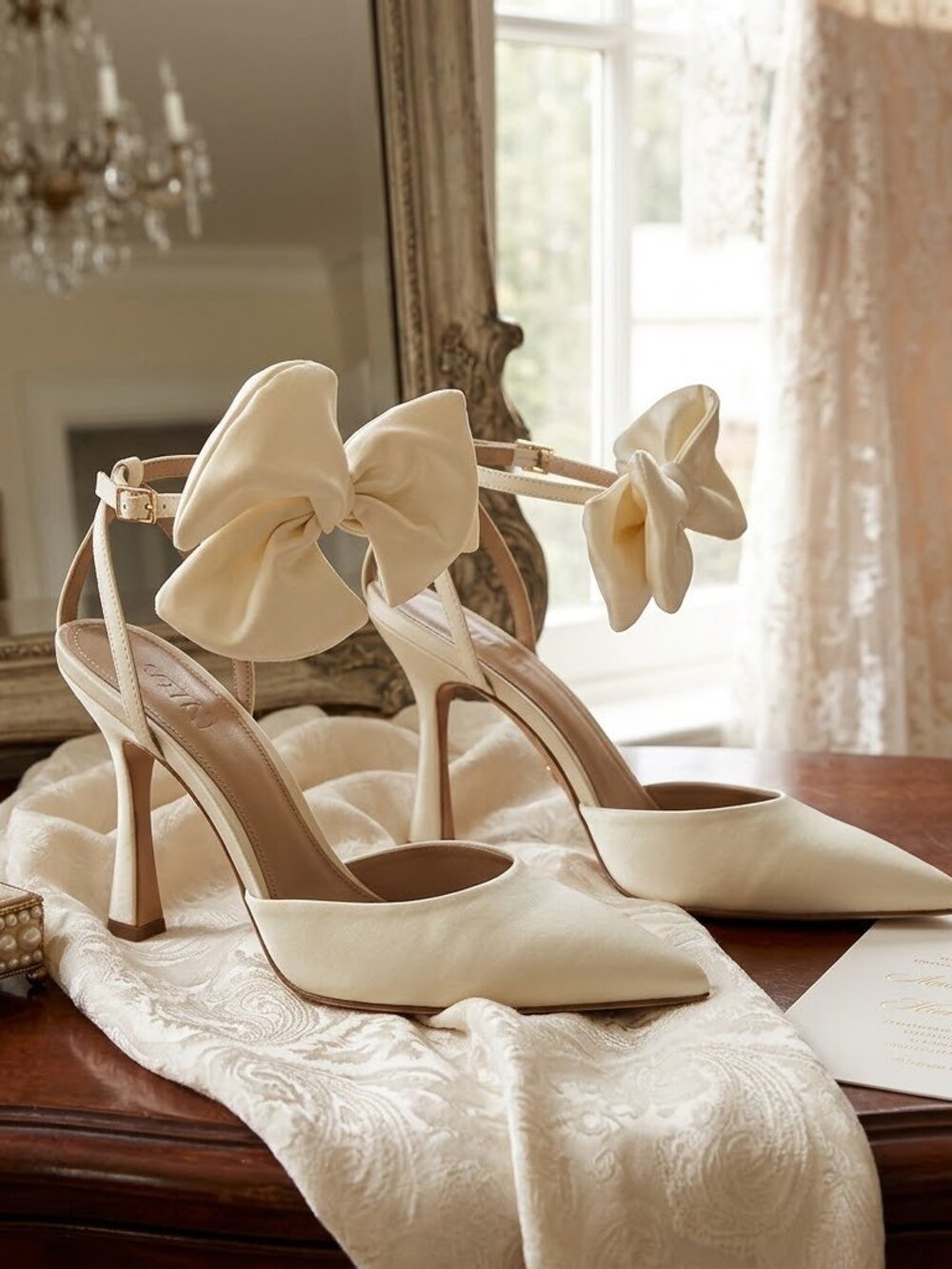 NWT Sam Edelman Halie Ivory Heels with Oversized Bow size 7.5, 8 and 8.5. - Picture 2 of 5